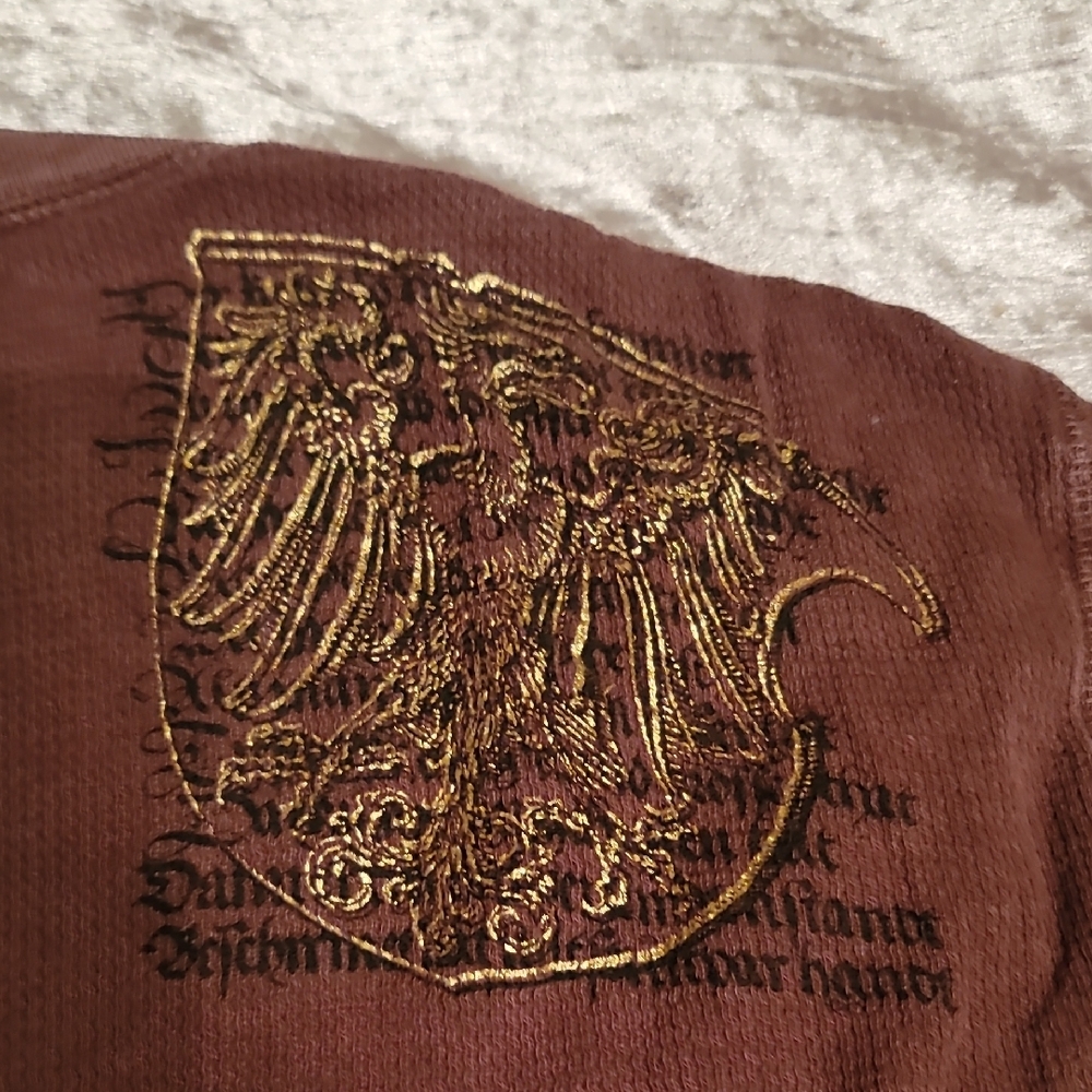 Affliction Men Large Brown and Gold Long Sleeve Shirt - Picture 6 of 9